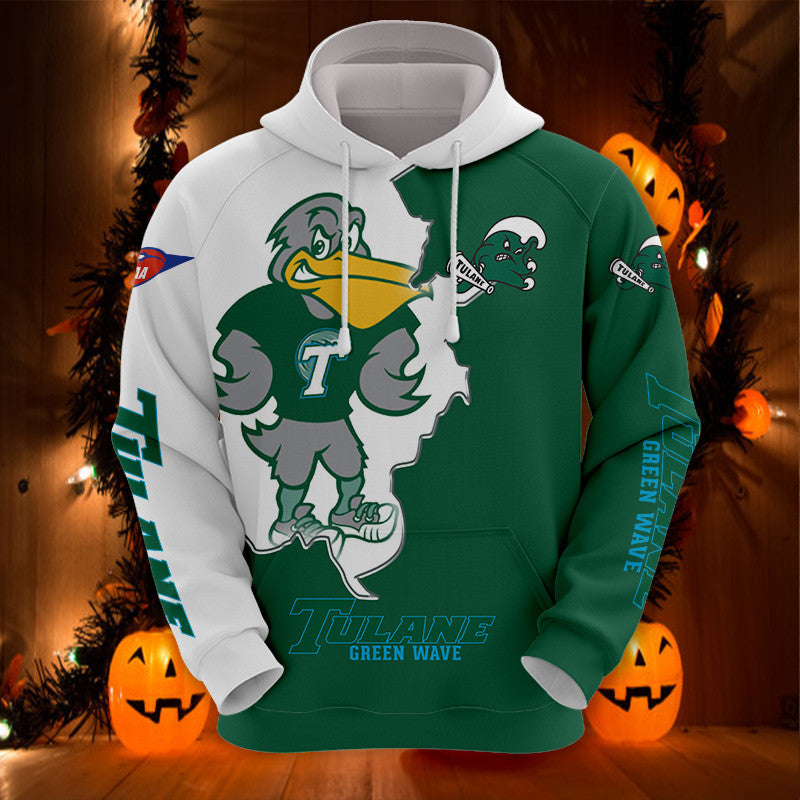 Tulane Green Wave Hoodie With Mascot Print